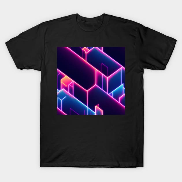 Cyberpunk pattern laser neon geometric colorfull lights futuristic electronic T-Shirt by SJG-digital